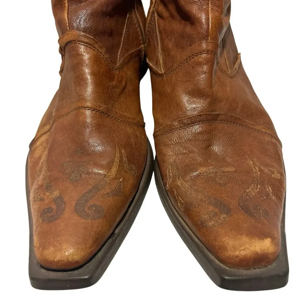 Z Club Western Boho Faux Leather Half Boots, Brown Mens 8